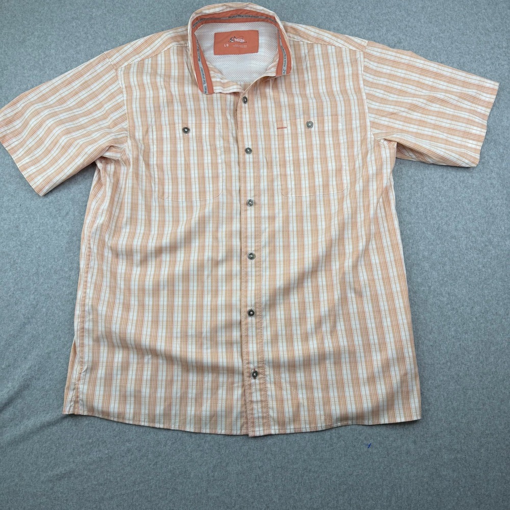 World Wide Sportsman Mens Orange Plaid Fishing Shirt Large 616WWS23-9041W